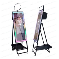 Portable nouveau selfie photomaton coque rgb cadre lumière pliant miroir magique appareil photo reflex numérique photomaton machine avec flight case