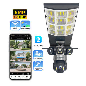 JOAREON V380Pro 3镜头太阳能路灯云台摄像机户外WiFi安全摄像头带彩色夜视和运动跟踪功能 - Product Image 1