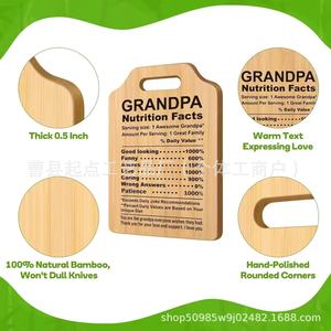 Tabla de cortar de madera rectangular con grabado 'Grandpa Grill Master', plato de cocina para carne - Product Image 3