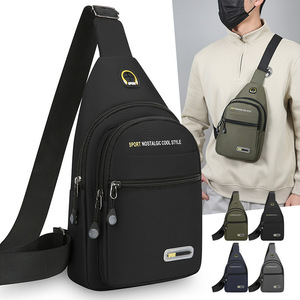 Men's Chest Bag Nylon Portable Outdoor Sports Cycling Travel Crossbody Gray Black Green Blue Solid Color - Product Image 1