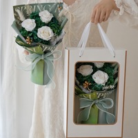 Bouquet de roses éternelles naturelles séchées faites à la main, personnalisé 2025, en boîte, cadeau de fleurs préservées pour la fête des mères, Noël, Pâques