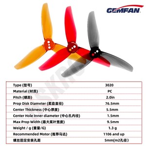 Gemfan Hurricane 3020-3 - Langlebiger Leichtgewichtiger 3-Zoll 3-Blatt Tri-Blade Propeller für FPV Toothpick Racing Drohne - Product Image 4