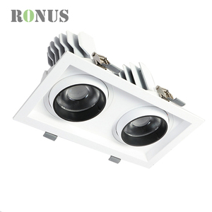 Twin 15W * 2 Encastré COB Grille <span class=keywords><strong>Rectangulaire</strong></span> <span class=keywords><strong>Spot</strong></span> Down Light Réglable LED Downlight - Product Image 5