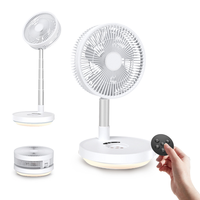 Ventilateur sur pied pliable rechargeable portable à piles électriques domestiques avec lumière circulateur sur pied pliable de 8 pouces