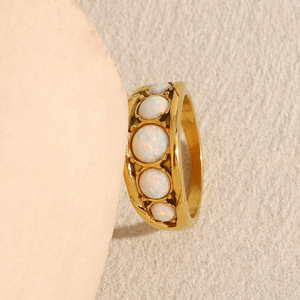 S925 Sterling Silver Vintage <b>Opal</b> Row Inlaid <b>Ring</b> Niche Luxury High Sense Ladies Stackable Daily Commute Banquet Finger <b>Ring</b> - Product Image 4