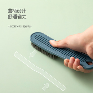 Cepillo para zapatos en forma de T con cerdas de nailon suaves para una limpieza delicada, mango de plástico blanco, azul y gris, diseño duradero y de larga duración - Product Image 5