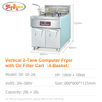 Penggorengan Silinder 2 Tangki 4 Keranjang Bahan Stainless Steel Desain Baru Penggorengan Meja Kecepatan Tinggi dengan Filter Minyak KFC untuk Restoran Cepat Saji