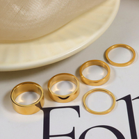 Gravierbares einfarbiges Gold Zigarrenband Ring Statement hochglanzpoliert guter Preis minimalistischer Edelstahlring Stapelung Paar Ringe
