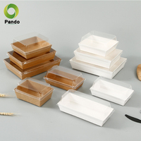 Boîte à Sandwich en Carton Kraft Jetable pour Salade et Restauration Rapide à Emporter avec Couvercle Transparent