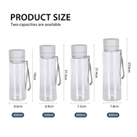 Bouteilles d'eau en plastique sans BPA de 400, 500, 600, 800 ml avec logo personnalisé, faciles à transporter avec poignée et paille, idéales pour la rentrée scolaire, le sport et la gym