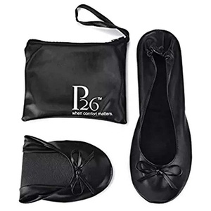 Pantoufles de <span class=keywords><strong>ballerine</strong></span> confortables et pliables, sac OEM bon marché, chaussures de Ballet de fête, pantoufles de mariage - Product Image 1