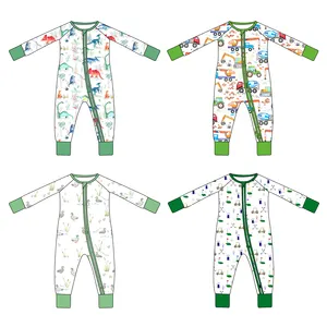 Özel tasarım bambu Spandex Footie yeni doğan bebek tulum yenidoğan uzun kollu düz bebek organik pamuk erkek bebek pijama giysileri