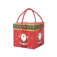 Kotak Hadiah Natal Merah Hijau Desain Santa Claus Kertas Tisu Kertas Karton Pita untuk Hadiah Pesta Liburan Natal
