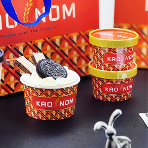 Bicchieri e Ciotole in Carta Kraft Monouso con Logo Personalizzato, Coperchio Riciclabile, 5oz-32oz, per Gelato e Yogurt Gelato da <span class=keywords><strong>Asporto</strong></span> - Product Image 1