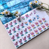 Tuiles de Mahjong promotionnelles pour cadeaux d'entreprise, logo personnalisé disponible, thème tropical flamant rose et côtier, Mahjong en acrylique marbré