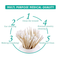 Bâton en bois de 6 pouces paquet unique applicateur à pointe de coton chirurgical jetable coton médical stérile Swabsesidue