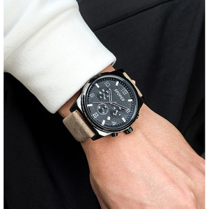 Elegante y moderno reloj cronógrafo multifuncional minimalista, versátil, casual, de cuarzo, resistente al agua, para hombre. - Product Image 2