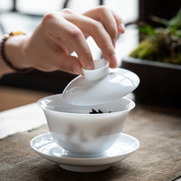 Bol à thé en porcelaine blanche douce, tasse à thé en céramique, bol à thé fin, service à thé Kung Fu