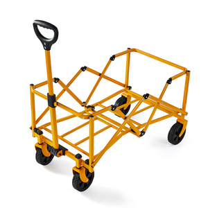 Pride Camping <b>Cart</b> <b>Folding</b> Metal <b>Trolley</b> 60 Lb Capacity Four-Wheel Golden Yellow Outdoor Shopping <b>Cart</b> - Product Image 1
