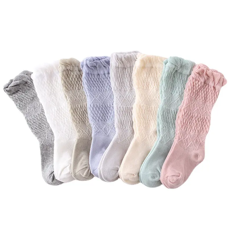 Calzini estivi per bambini in maglia traspirante per bambini calze di cotone sopra le ginocchia calze per bambini 0-3 anni