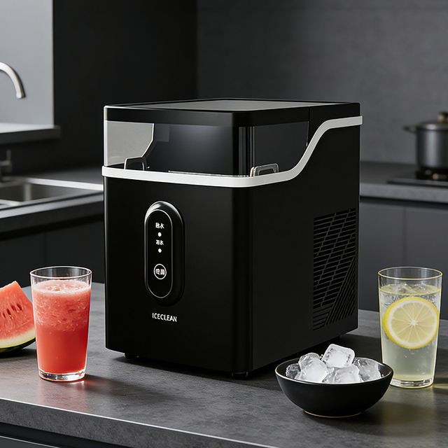 RANBEM Countertop Cube Ice Maker Machine 120W 220V-240V 15kg/Day Fast Ice Making 6 Mins Cycle Portable Compact Home