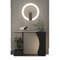 Console de couloir ultra-étroite moderne en fer forgé, style luxe léger, avec plateau en marbre créatif, support à fleurs haut de gamme pour salon et entrée