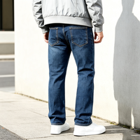 Jean droit extensible coupe bootcut pour homme en denim de coton, coupe facile, cinq poches, décontracté, confort quotidien