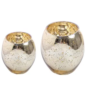 Thời Trang Electro Mạ Vàng Kim Loại Màu Oval Glass Vase Cho Đám Cưới Bảng Trung Tâm, Đảng, Khách Sạn Và Trang Trí Nội Thất - Product Image 1