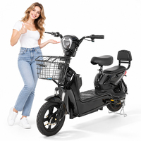 Scooter électrique pas cher 48V 350W, vélo électrique avec pneus à vide de 14 pouces, 2 places, vélo électrique pour adultes