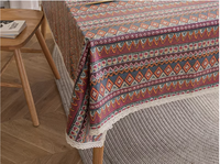 Nappe de salle à manger en lin de coton imprimé simple bohème de style ethnique imperméable à l'huile pour une utilisation intérieure et extérieure technique tissée