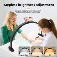 Lampe de beauté LED pliable en demi-lune de 28 pouces, multi-prises, en forme de U, 40W, lampe de table, charge de téléphone, tatouage, broderie des sourcils