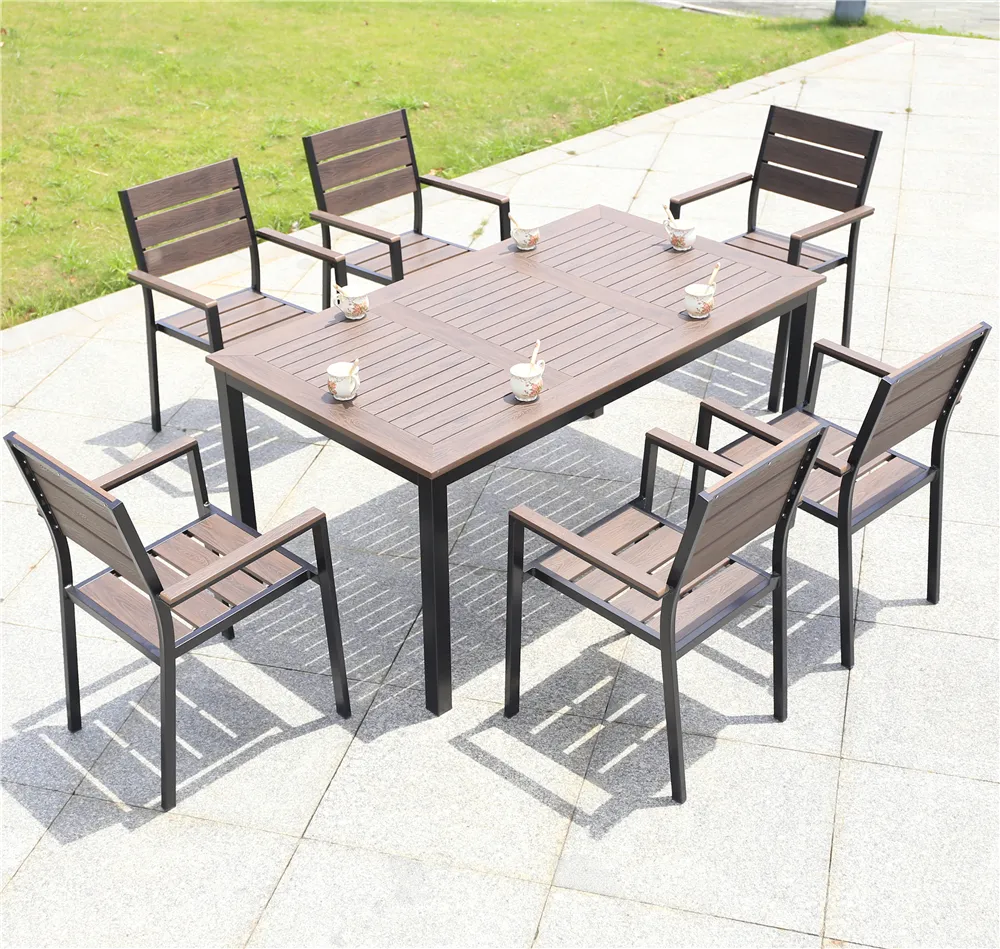Aluminium plastic wood Dining Table chair Sets