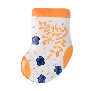 Creativo calzino stile porcellana a forma di piatto in ceramica dipinto a mano Di Natale piatto di frutta per la casa semplice piccola cena piatto - Product Image 6