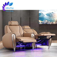 Fauteuil inclinable de cinéma maison de luxe VIP en acier inoxydable avec accoudoirs et massage, fauteuil de cinéma maison, fauteuil inclinable de cinéma maison