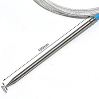 1 pièce Sonde thermique à pointe aiguille NTC10K/PT100/PT1000, résistance thermique insérée 4x100mm, en acier inoxydable SUS304 de qualité alimentaire, classe industrielle