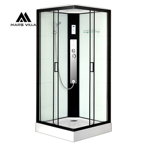 <span class=keywords><strong>Cabine</strong></span> <span class=keywords><strong>de</strong></span> <span class=keywords><strong>douche</strong></span> vapeur coulissante Mars Villa, cadre noir contemporain, avec pommeau <span class=keywords><strong>de</strong></span> <span class=keywords><strong>douche</strong></span> pluie multifonction à fermeture douce et douchette à main - Product Image 1