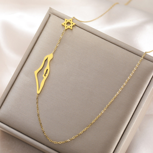 Myshape bản đồ ngôi sao của David Mặt dây chuyền vòng cổ thép không gỉ cổ chains đối với phụ nữ đồ trang sức Do Thái Quà Tặng bán buôn - Product Image 4