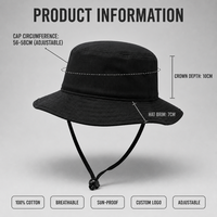 Chapeau de soleil en sergé de coton avec patch brodé logo personnalisé, sangle de menton imperméable pour la randonnée, le safari, les activités de plein air, toutes saisons, décontracté