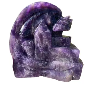 Wholesale natural reiki crystal gemstone hand carved folk crafts healing crystal stones amethyst dragon skulls