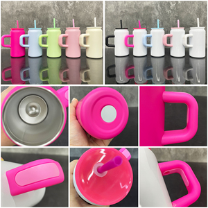 Gobelet isotherme en acier inoxydable de 16 oz pour sublimation, modèle Macaron Candy, avec poignée colorée et couvercles, expédié depuis l'entrepôt américain - Product Image 4
