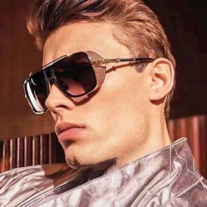 デザイナースチームパンクサングラスUVレンズ紫赤青コーヒーフレームおしゃれな高級サングラス男性用女性卸売価格 - Product Image 3