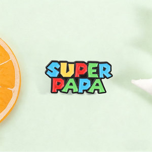 Pin Esmaltado Personalizado Super Papá, Insignia Metálica con Letras Coloridas, Regalo Creativo para el Día del Padre, Pin de Solapa para Papá, Joyería - Product Image 1