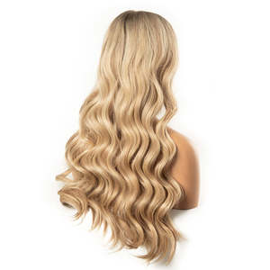 Platinum Blonde longue ligne droite pleine perruque de dentelle avec partie centrale pour les femmes - Product Image 2