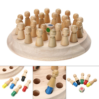 Jeu d'échecs en bois coloré personnalisé en gros, jouets éducatifs Montessori en blocs amusants