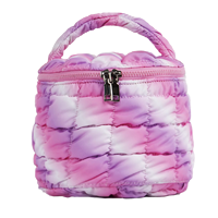Nouvelle Trousse de Toilette de Voyage Ronde Dégradée Style Ins pour Femme, Douce et Moelleuse, en Nylon avec Fermeture Éclair Bidirectionnelle