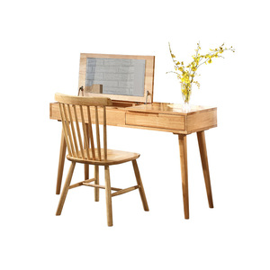 Solid Wood Dressing <b>Table</b> Natural Color <b>Mirror</b> Bedroom Furniture Versatile Design - Product Image 2