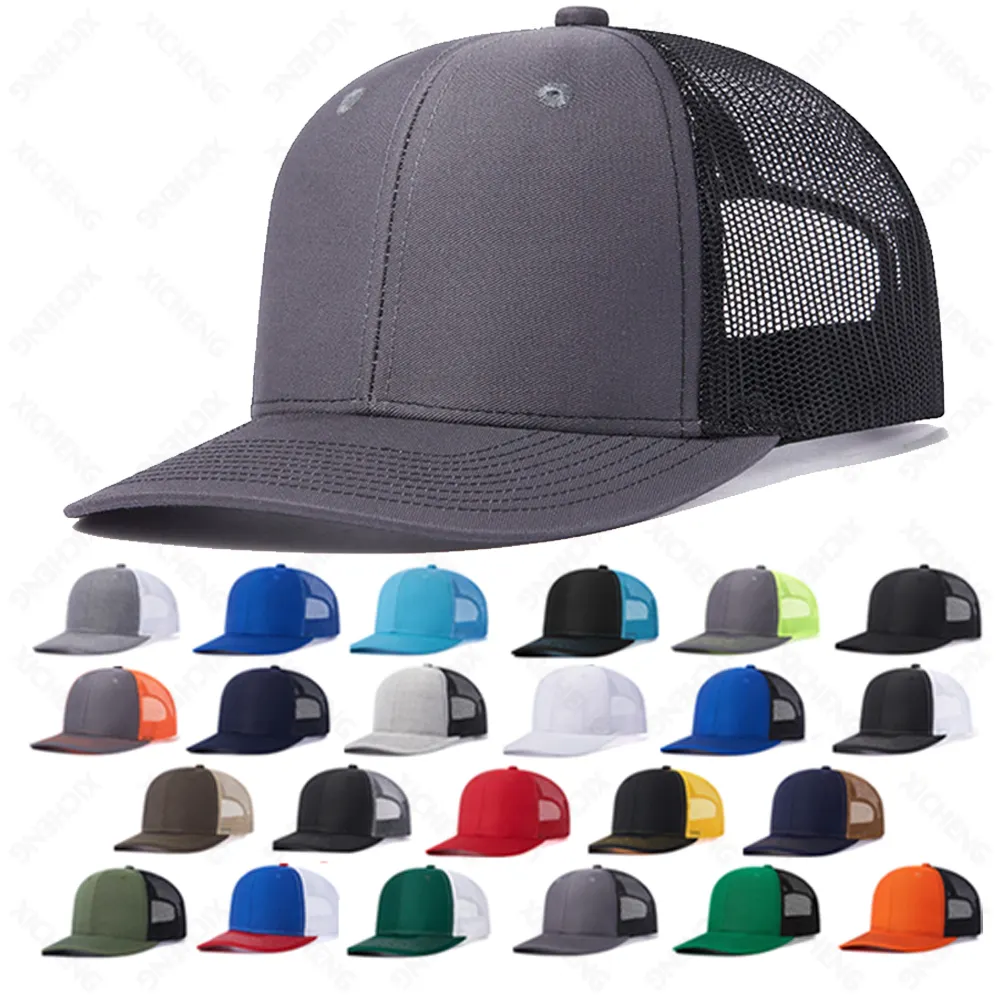 Hot sale custom sombreros 3d embroidery mesh hats 6 panel Leather Patch Gorra Richardson 112 trucker hat caps