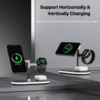 Tragbare Desktop-Handy uhr Drahtlose Ladestation mit Nachttisch lampe 3 in 1 15W Magnetisches kabelloses Schnell ladegerät