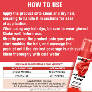 <span class=keywords><strong>Mousse</strong></span> colorante capillaire semi-permanente rouge vibrant tendance 2026, longue durée, sans ammoniaque, <span class=keywords><strong>pour</strong></span> coiffure, marque privée - Product Image 5