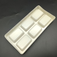 Boîte intérieure en plastique alimentaire jetable blanche à 6 compartiments carrés, personnalisable, pour biscuits et pâtisseries